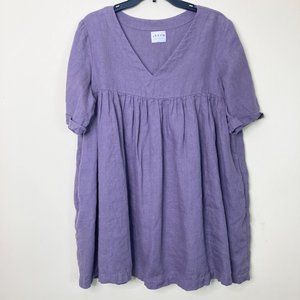 Offon Clothing Dress Women's Small to Medium Purple Linen Pockets no size tag